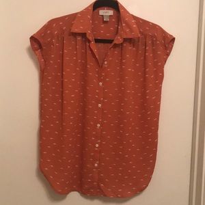 Loft button up collared shirt sleeve blouse